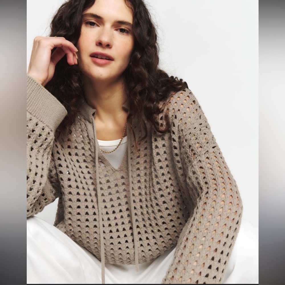 Reformation Jayden Cotton Open Knit Sweater